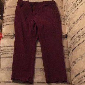 These area pair of burgundy dress pants.